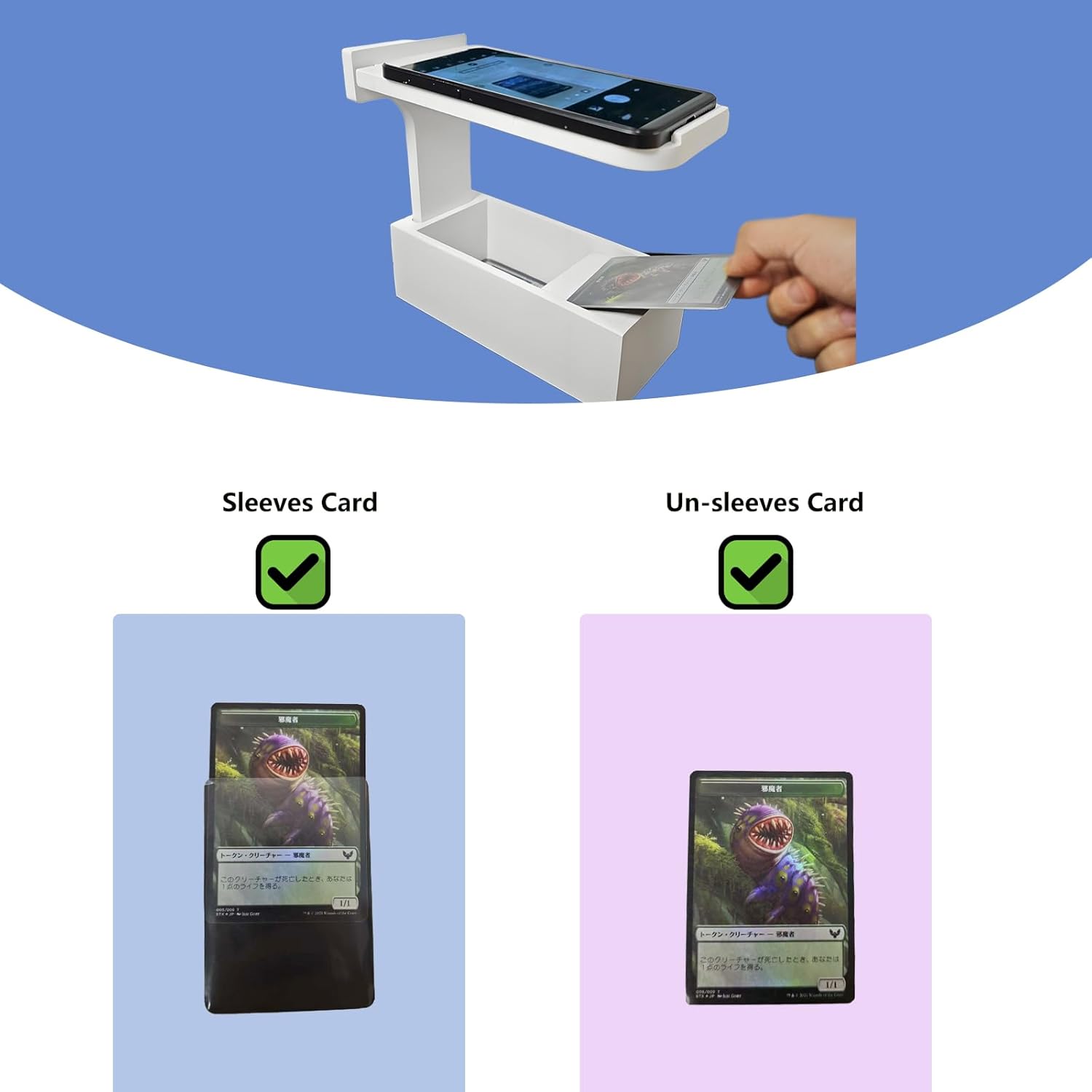 Wooden MTG Card Stand,Trading Card Scanner for ManaBox App fit More Phone Cameras, Quickly Scan and Price Check