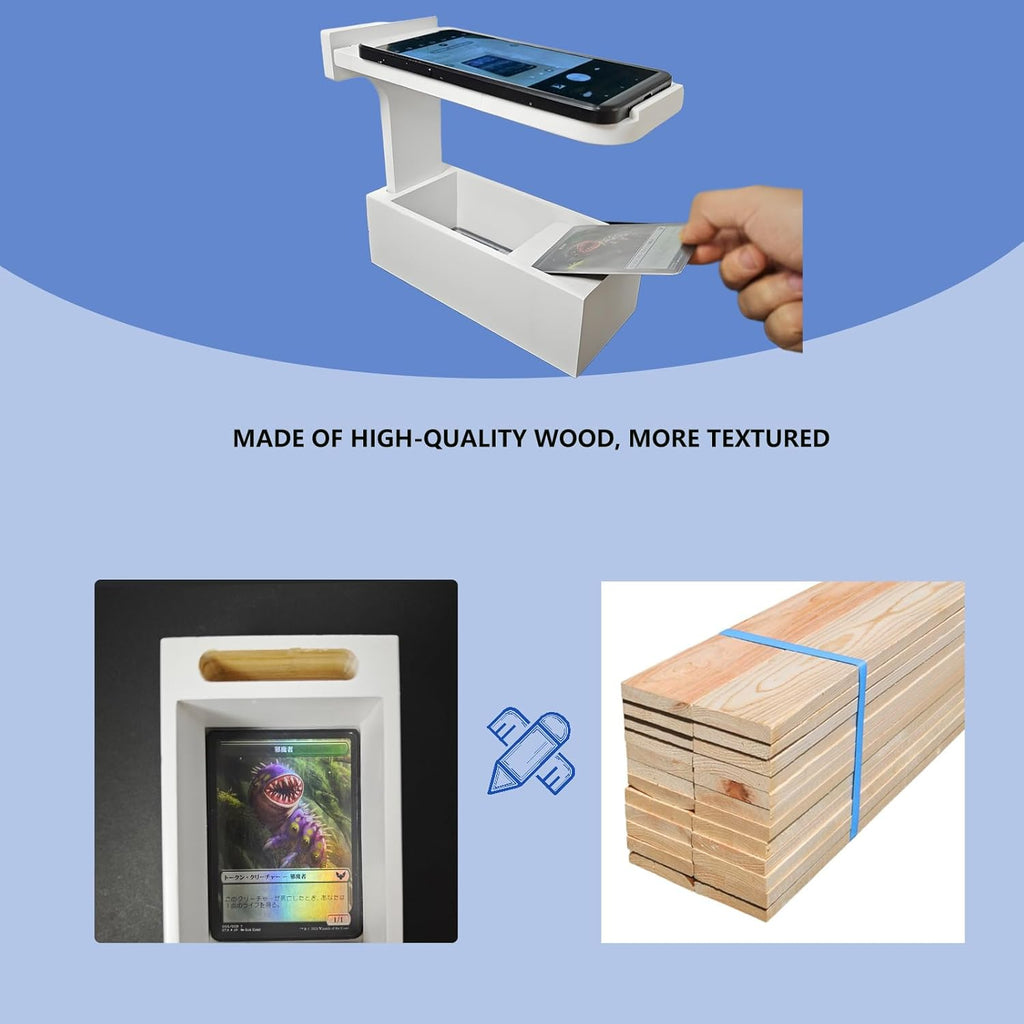 Wooden MTG Card Stand,Trading Card Scanner for ManaBox App fit More Phone Cameras, Quickly Scan and Price Check