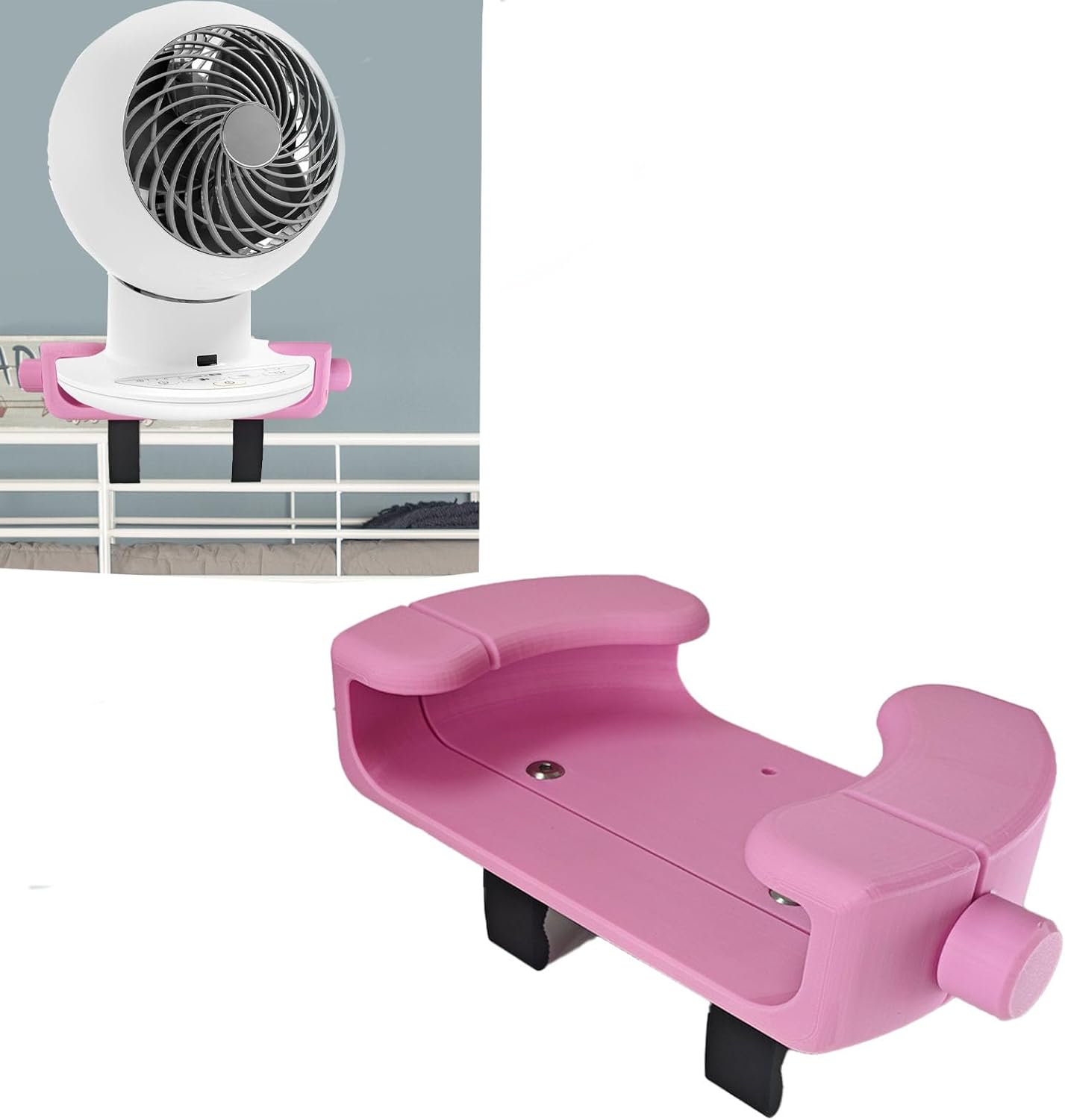 Bunk Bed Fan Holder,8.27 Inch Diameter Clip-On Mount for Dorm Bed and Bunk Bed Holder Fan Holder,Tool-Free College Dorm Cooling Fan Accessory (Pink)