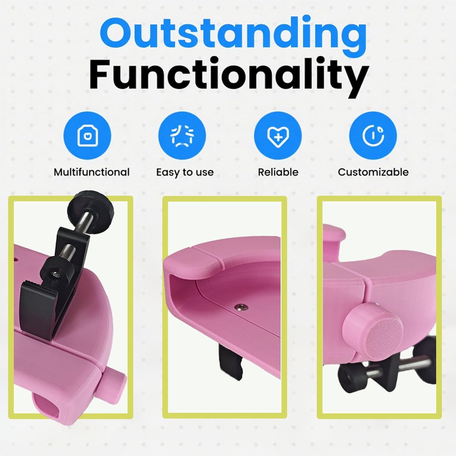 Bunk Bed Fan Holder,8.27 Inch Diameter Clip-On Mount for Dorm Bed and Bunk Bed Holder Fan Holder,Tool-Free College Dorm Cooling Fan Accessory (Pink)