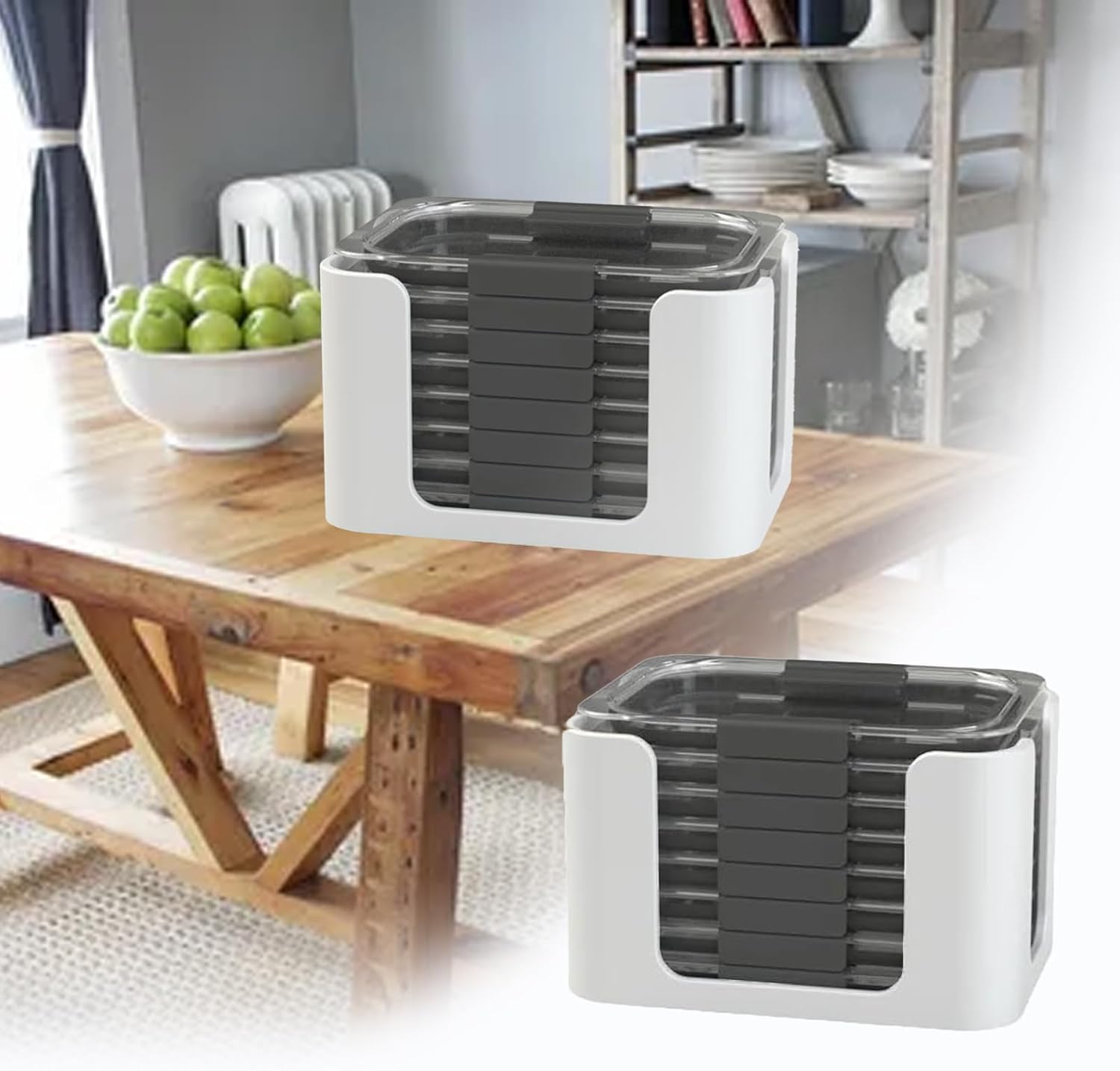 Container Lid Organizer for Rubbermaid Brilliance - Stackable Food Container Lid Holder for Tupperware, Kitchen Cabinet Organizer with Dividers